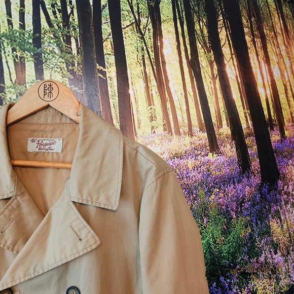 Beige Original Penguin Double Breasted Mac Jacket Size M - Picture 2 of 3